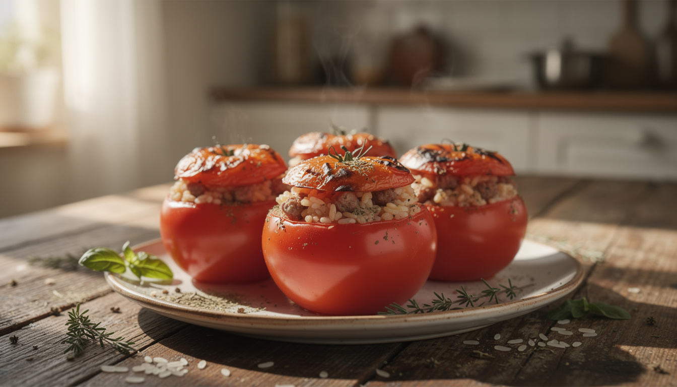 découvrez notre recette simple et délicieuse de tomates farcies au riz, idéale pour un repas savoureux et rapide à préparer.